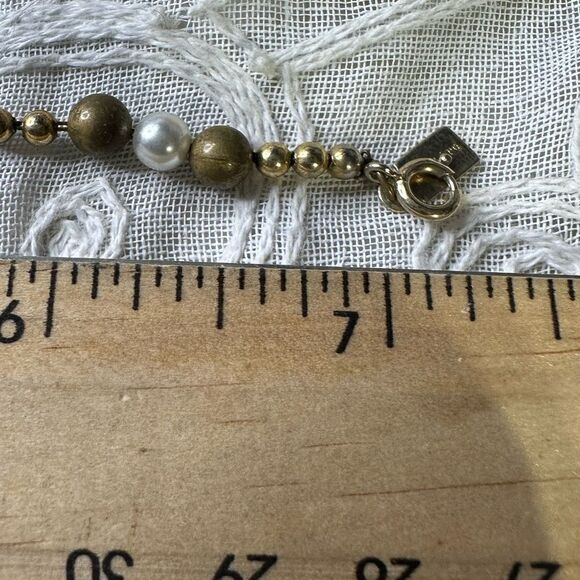 Vintage Bergere Gold tone & Pearl Dainty Necklace 14” & Bracelet 7” - Picture 5 of 6